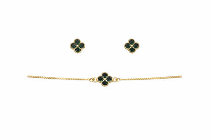 Pack - Trébol  Verde (Pulsera + Aretes)