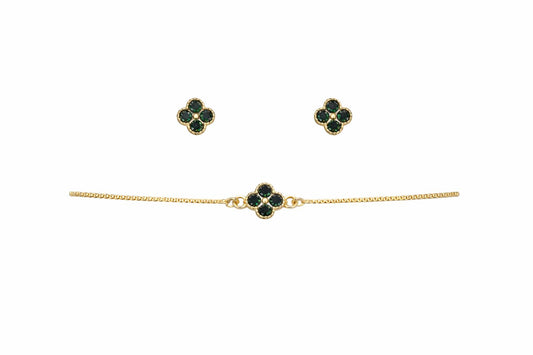 Pack - Trébol  Verde (Pulsera + Aretes)