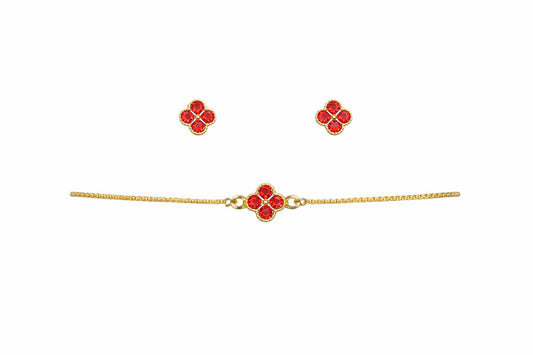 Pack - Trebol Rojo (Pulsera + Aretes)